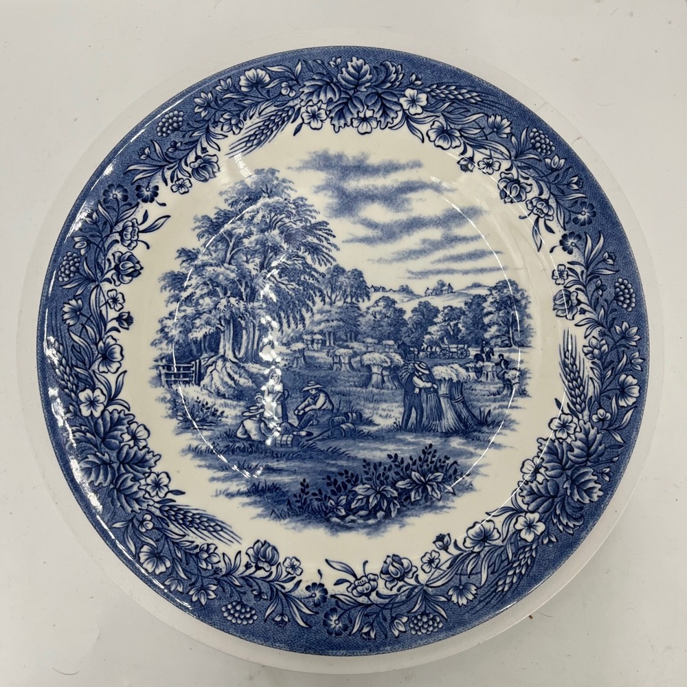 Vgt Churchill Currier & Ives Harvest Dinner Plate Transferware England 10.25"